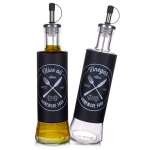 Aliejaus ir acto butelių rinkinys, 2 vnt., Aliejaus ir acto butelių rinkinys stiklinė juoda juoda 300 ml 2 vnt.