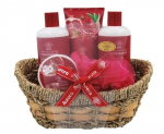 Rinkinys Aurora Exotic Crush Pomegranate: du&scaron;o želė, 300 ml + &scaron;ampūnas, 300 ml + kūno &scaron;veitiklis, 50 ml + kūno balzamas, 180 ml + kempinė