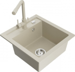 Granitinė virtuvinė plautuvė Mexen Vito su mai&scaron;ytuvu ir sifonu, Beige