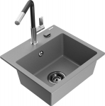 Granitinė virtuvinė plautuvė Mexen Milo su mai&scaron;ytuvu ir sifonu, Grey/Black/Chrome