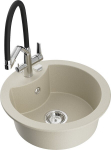 Granitinė virtuvinė plautuvė Mexen Diego su mai&scaron;ytuvu ir sifonu, Beige/Black/Chrome