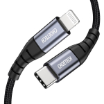 IP0041 USB-C / Lightning&ldquo; MFi 480 Mb/s 3A 2 m laidas &ndash; juodas