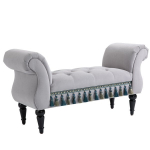Sėdimoji sofa su aksomo apmu&scaron;alu, porankiais, mediniu rėmu, batų dėžė miegamajam, svetainei, prie&scaron;kambariui 117 x 40 x 58 cm &Scaron;viesiai pilka