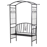 Metalinis suoliukas arka vijokliniams augalams - juodas 154 x 60 x 205 cm