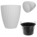 Gėlių vazonas Gėlių vazonas 40 cm dangtelis su gėlių stovu, plastikinis baltas