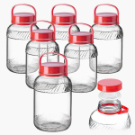 Stiklainis su dangteliu ir rankena, 6 vnt, 5 l