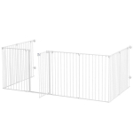 2-in-1 &scaron;uniukų aptvaras ir užtvaras, 8 sekcijos, užrakinamos durys, plienas, 90 cm auk&scaron;čio, baltos spalvos, Balta