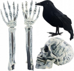 Dirbtinė kaukolė Raven Haven Hands Sticking Out of the Earth Garden Decoration for Halloween