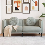 Dvivietė sofa su pagalvėlėmis, &scaron;viesiai pilkos spalvos, aksomas