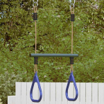 Vaiki&scaron;ka trapecijos juosta su gimnastikos žiedais, mėlyna/žalia