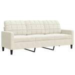 Trivietė sofa, kreminės spalvos, 180cm, aksomas