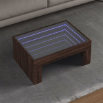 Kavos staliukas su infinity led lemputėmis, rudas, 70x50x30cm