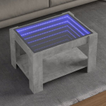 Kavos staliukas su led, betono, 73x53x45cm, apdirbta mediena