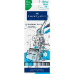 6 žymekliai - Pie&scaron;imas - Faber-Castell - Goldfaber Sketch - Dviguba galvutė - Mėlynos / pilkos atspalviai