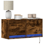 Sieninė tv spintelė su led lemputėmis, dūminė, 80x31x35cm