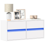 Sieninė tv spintelė su led lemputėmis, balta, 100x31x45cm