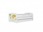 Vaiki&scaron;ka lova be čiužinio ir stalčiaus Kocot Kids BabyDreams White map, 160x80cm, balta