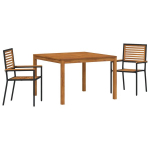 vidaXL Sodo valgomojo komplektas 3 pcs Juoda Kietos akacijos mediena