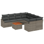 9 dalių sodo sofa komplektas su pagalvėlėmis pilkas poli ratanas akacijos