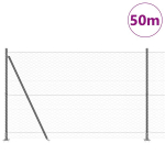 &scaron;e&scaron;iakampė tvora pilka 1.5x50 m plienas,tvoros stulpai su padais 13 vnt &Oslash;32mm 83.5cm cinkuotas plienas