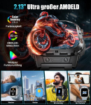 Sunkta i&scaron;manusis laikrodis vyrams su led žibintuvėliu, 2.13 colių amoled fitneso laikrodis su 450 mah didele baterija, 5 atm atsparumas vandeniui, 113 sporto režimų, &scaron;irdies ritmo/žingsniamačio/spo2/miego stebėjimo funkcija, skirtas android/ios, 2 ap ...