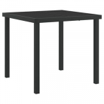 Sodo stalas Juodas 80x80x73 cm Grūdinto stiklo