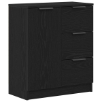 Juodas ąžuolo komodas 60x30x70 cm pagamintas i&scaron; inžinerinės medienos