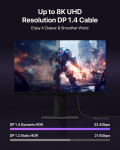 Visionsync 8k Displayport 1.4 kabelis, Dp į Dp 1m (vesa sertifikuotas, 8k@60hz/4k@144hz/2k@240hz), pintas 32.4gbps kabelis, suderinamas su Freesync G-sync Hdr Hdcp žaidimų monitoriumi, Tv, Pc