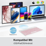 Occtingkind - 10 colių belaidė bluetooth klaviatūra, skirta ipad/android plan&scaron;etiniams kompiuteriams, voki&scaron;kas qwertz i&scaron;dėstymas, su ap&scaron;vietimu, skirta ipad/samsng galaxy tab/lenovo tab/xiaomi pad/redmi pad, balta