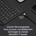 Fintie itin plona (4 mm) bluetooth klaviatūra su prancūzi&scaron;ku Azerty i&scaron;dėstymu, skirta ipad/samsung galaxy tab/huawei mediapad ir kitiems android/ios įrenginiams, 10 colių, juoda