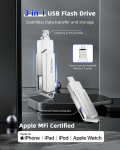 Usb atmintinė, skirta iphone 512gb mfi sertifikuota 3 viename usb 3.0 lightning i&scaron;orinė atmintis type c photostick atmintinė, skirta iphone/ipad/ios/android/mac/pc - i&scaron;orinė saugykla (sidabrinė)