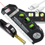 Tikslus lazerinis gulsčiukas su 2,5 m matavimo juosta, 3 LED režimais, USB