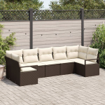 7 dalių sodo sofa komplektas su pagalvėmis Ruda poli ratano