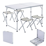KADAX turistinis komplektas sulankstomas stalas 120cm + 4 kėdės 5in1 Camping Grill