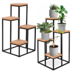 Stovas gėlėms su 4 lentynomis, metalinis, loft stiliaus