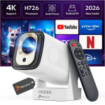 Projektorius MINI NE&Scaron;IOJAMAS PROJEKTORIUS SUKAMASIS LED 4K FULL HD ANDROID SMART WI-FI, 90 mm x 130 mm x 140 mm