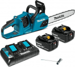 Akumuliatorinis grandininis pjūklas Makita 2x18V 35cm 2x5,0Ah, su 2 baterijomis ir įkrovikliu