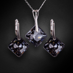 Sidabrinis papuo&scaron;alų rinkinys moterims DiamondSky Shimmer Silver Night su Swarovski kristalais