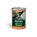 Monge BWild Dog Puppy & Junior Chunkies Grain Free begrūdis &scaron;lapias maistas su Antiena, Moliūgais ir Cukinijomis 400g