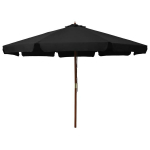 Lauko skėtis su mediniu stulpu vidaXL, 330 cm, juodas