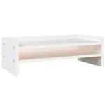 Monitoriaus stovas vidaXL, Pu&scaron;ies medienos masyvas, 50x24x16cm, balta