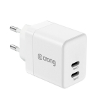 Crong Ultra Compact GaN &ndash; 2x USB‑C PD 35W sieninis įkroviklis baltas