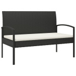 vidaXL Sodo suoliukas su pagalvėle, juodas, 105cm, poliratanas