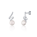 JwL Luxury Pearls Eleganti&scaron;kas papuo&scaron;alų rinkinys su tikru perlu ir cirkoniais JL0746 (grandinė, pakabukas, auskarai)