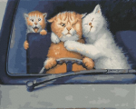 Tapyba pagal skaičius Katinai automobilyje, 40x50 cm