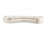 Simetrinė kampinė velvet sofa Vanda, 7 sėdimos vietos, &scaron;v. smėlio sp.