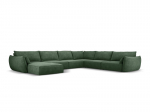 Panoraminė de&scaron;ininė sofa Vanda, 8 sėdimos vietos, žalio butelio sp.
