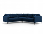 Simetrinė kampinė velvet sofa Venus, 5 sėdimos vietos, tamsiai mėlyna