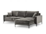 De&scaron;inioji kampinė velvet sofa Venus, 4 sėdimos vietos, &scaron;viesiai pilka