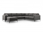 Panoraminė de&scaron;inioji kampinė velvet sofa Venus, 6 sėdimos vietos, pilka
